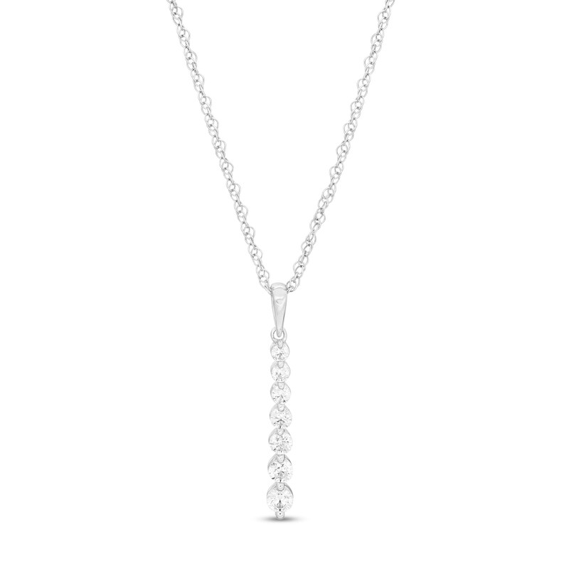Main Image 1 of 1/4 CT. T.W. Diamond Graduated Linear Drop Pendant in Sterling Silver