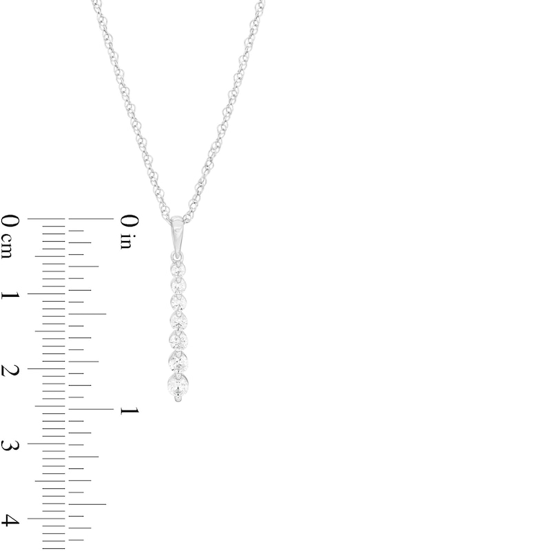 Main Image 2 of 1/4 CT. T.W. Diamond Graduated Linear Drop Pendant in Sterling Silver