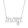 Thumbnail Image 1 of 1/10 CT. T.W. Diamond "mom" Script and Heart Dangle Necklace in Sterling Silver