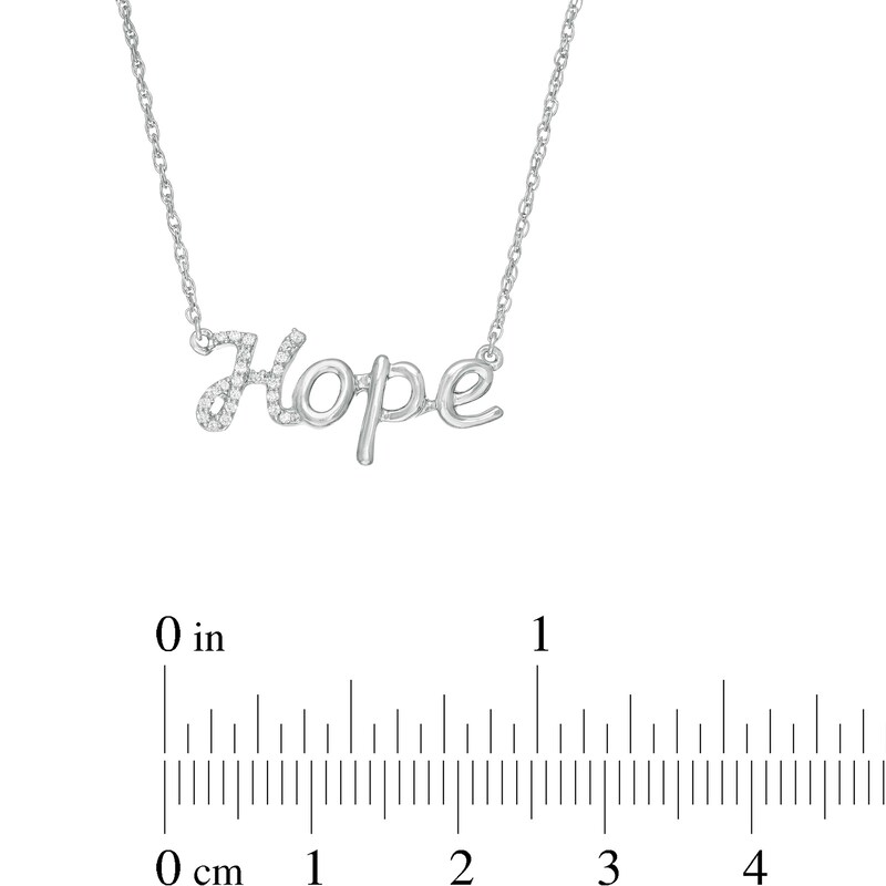Main Image 2 of 1/15 CT. T.W. Diamond "Hope" Script Necklace in Sterling Silver
