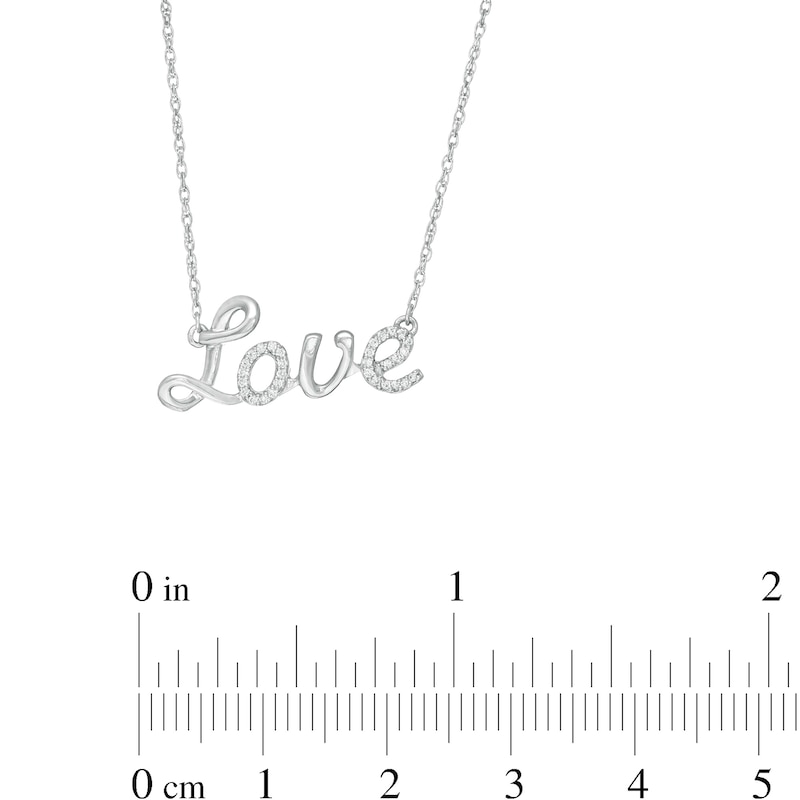 1/20 CT. T.W. Diamond "Love" Script Necklace in Sterling Silver