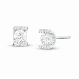 1/3 CT. T.W. Diamond Bar-Set Stud Earrings in Sterling Silver