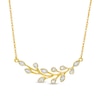 Thumbnail Image 1 of 1/6 CT. T.W. Diamond Curved Leafy-Branch Necklace in Sterling Silver with 14K Gold Plate