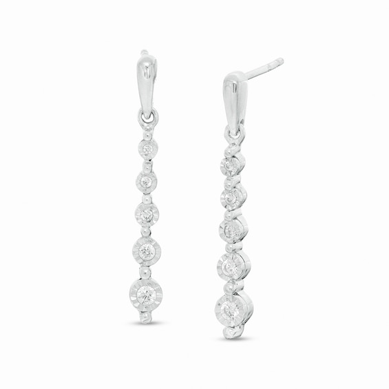 1/6 CT. T.W. Diamond Graduated Linear Drop Earrings in Sterling Silver