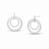 Thumbnail Image 1 of 1/4 CT. T.W. Diamond Double Circle Doorknocker Drop Earrings in Sterling Silver