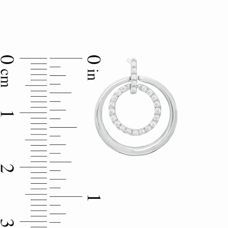 Main Image 2 of 1/4 CT. T.W. Diamond Double Circle Doorknocker Drop Earrings in Sterling Silver