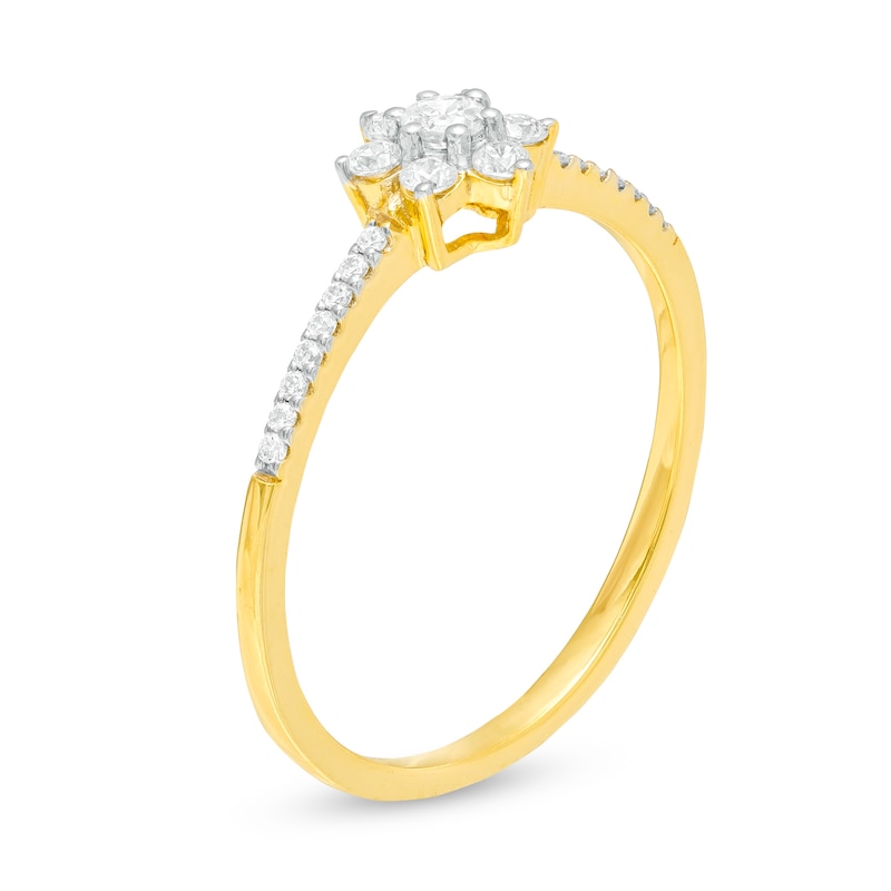 1/5 CT. T.W. Composite Diamond Flower Promise Ring in 10K Gold