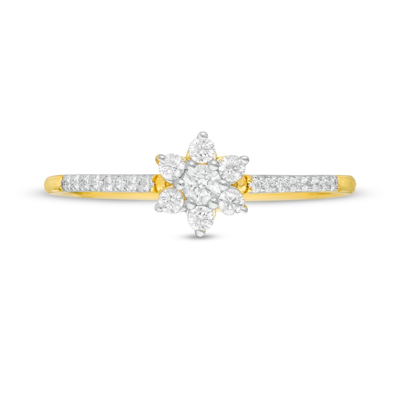 1/5 CT. T.W. Composite Diamond Flower Promise Ring in 10K Gold