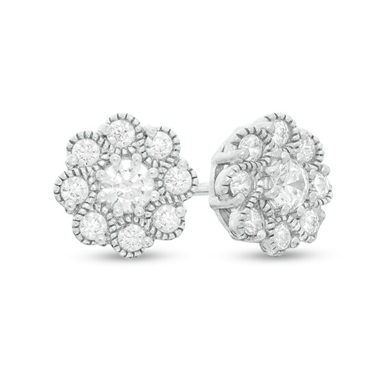 1/2 CT. T.W. Diamond Flower Vintage-Style Stud Earrings in Sterling Silver 1/2 CT. T.W. Diamond Flower Vintage-Style Stud Earrings in Sterling Silver