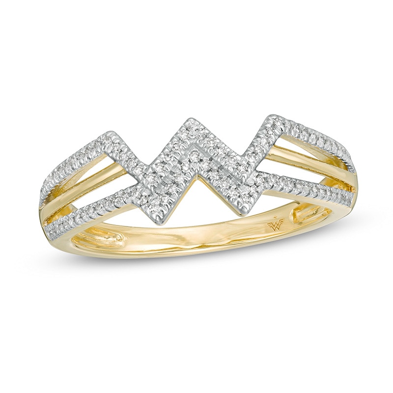 Main Image 1 of Wonder Woman™ Collection 1/8 CT. T.W. Diamond Symbol Ring in 10K Gold