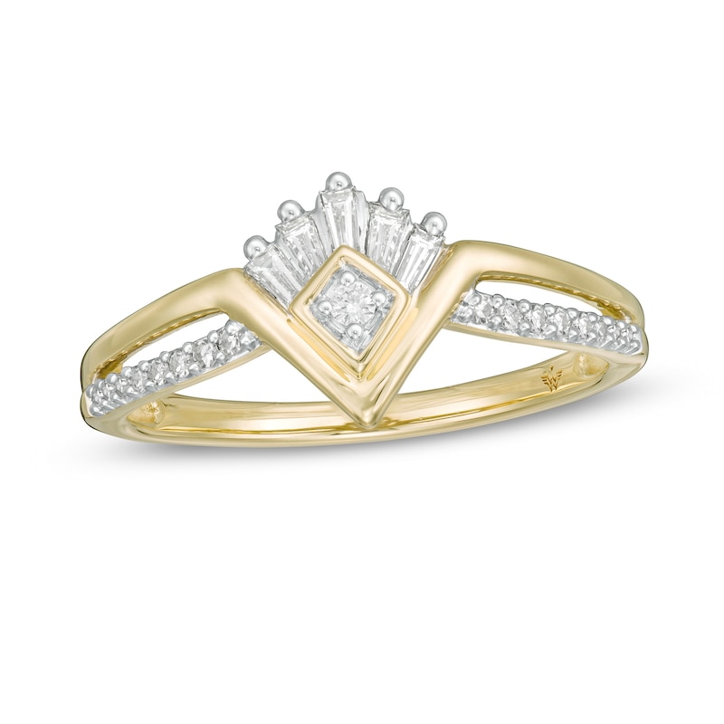 Main Image 1 of Wonder Woman™ Collection 1/5 CT. T.W. Diamond Princess Tiara Ring in 10K Gold