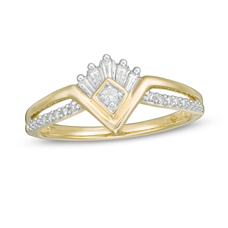 Wonder Woman™ Collection 1/5 CT. T.W. Diamond Princess Tiara Ring in 10K Gold