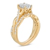 Thumbnail Image 2 of 3/4 CT. T.W. Oval Composite Diamond Frame Twist Shank Bridal Set in 10K Gold