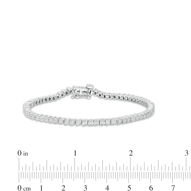 Main Image 3 of 1/3 CT. T.W. Diamond Tennis Bracelet in Sterling Silver - 7.25"