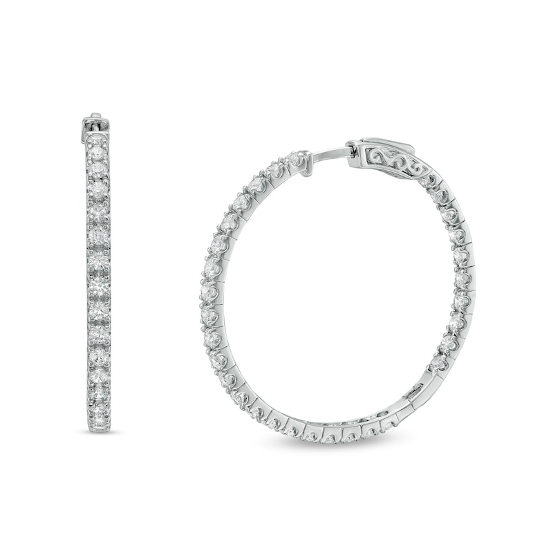 Main Image 1 of 3 CT. T.W. Diamond Inside-Out Hoop Earrings in 10K White Gold