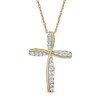 Thumbnail Image 1 of 1/2 CT. T.W. Diamond Wavy Cross Pendant in 10K Gold