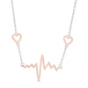 Thumbnail Image 0 of Double Heart and Heartbeat Necklace in Sterling Silver and Rose Gold Flash
