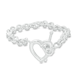 Heart Toggle Bracelet in Sterling Silver - 7.5"