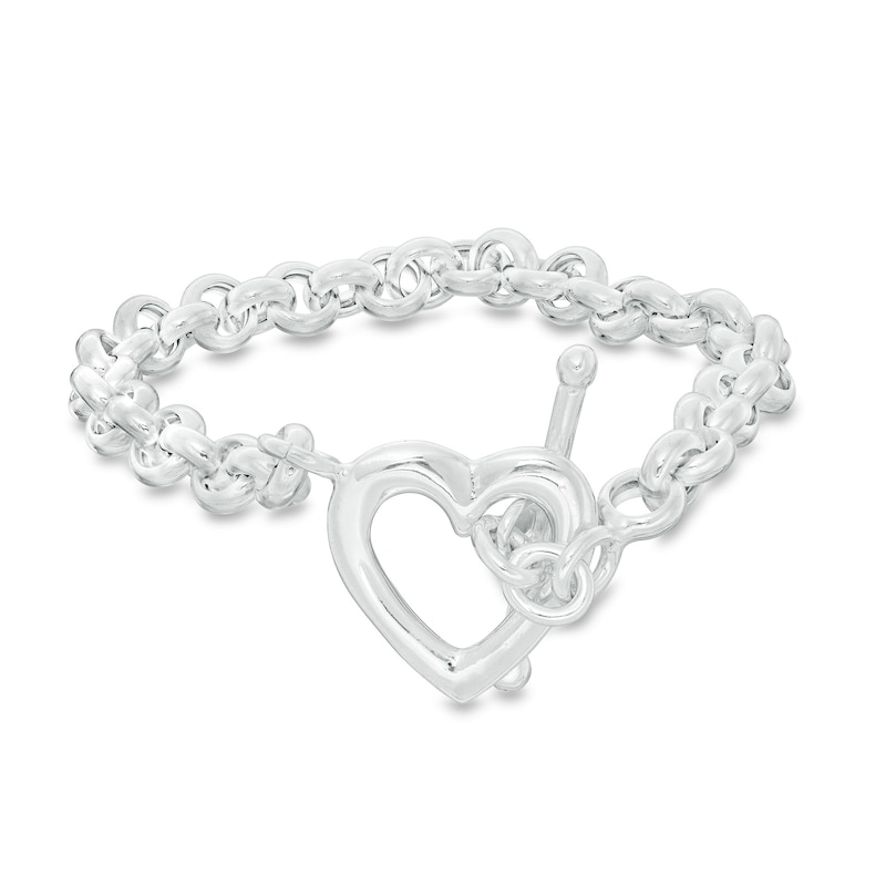 Main Image 1 of Heart Toggle Bracelet in Sterling Silver - 7.5"