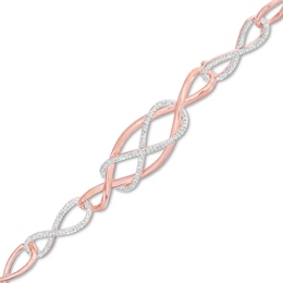 1/5 CT. T.W. Diamond Cascading Infinity Bracelet in Rose Flash Plated Sterling Silver - 7.5&quot;