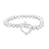 Thumbnail Image 1 of Beaded Heart Toggle Bracelet in Sterling Silver - 8.0"