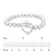 Thumbnail Image 2 of Beaded Heart Toggle Bracelet in Sterling Silver - 8.0"