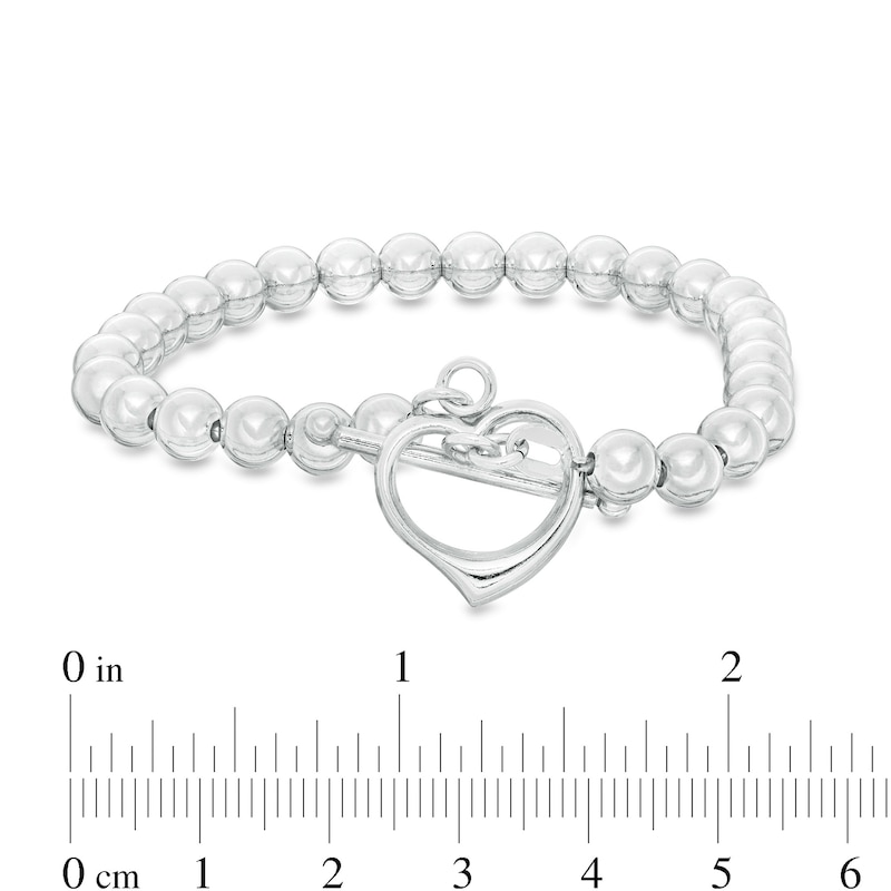 Main Image 2 of Beaded Heart Toggle Bracelet in Sterling Silver - 8.0"