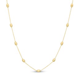 Oval Bead Station Necklace in 14K Gold