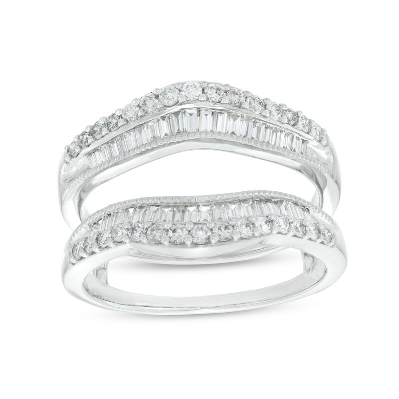 Main Image 1 of 3/4 CT. T.W. Diamond Vintage-Style Contour Solitaire Enhancer in 14K White Gold