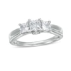 Thumbnail Image 0 of 1 CT. T.W. Certified Princess-Cut Diamond Past Present Future® Engagement Ring in 14K White Gold (I/I2)