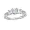 Thumbnail Image 1 of 1 CT. T.W. Certified Princess-Cut Diamond Past Present Future® Engagement Ring in 14K White Gold (I/I2)
