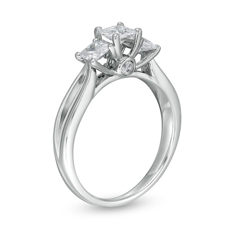 Main Image 2 of 1 CT. T.W. Certified Princess-Cut Diamond Past Present Future® Engagement Ring in 14K White Gold (I/I2)