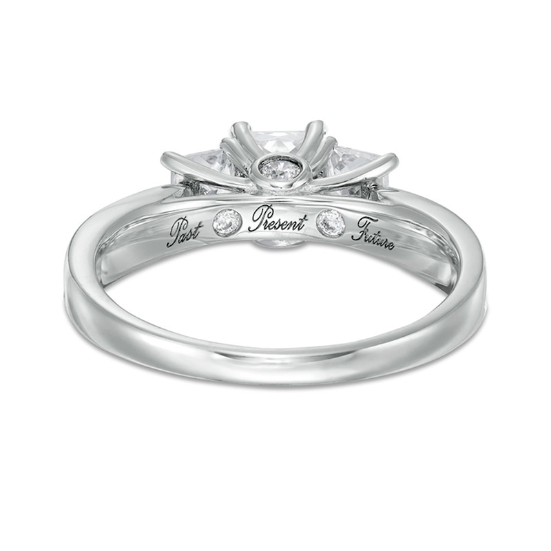 1 CT. T.W. Certified Princess-Cut Diamond Past Present Future® Engagement Ring in 14K White Gold (I/I2)