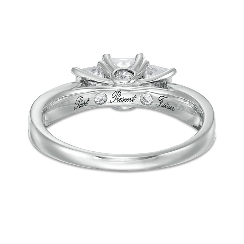 Main Image 3 of 1 CT. T.W. Certified Princess-Cut Diamond Past Present Future® Engagement Ring in 14K White Gold (I/I2)