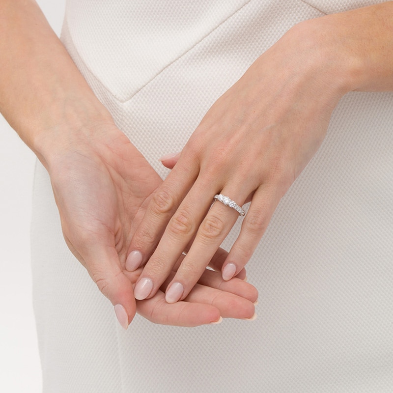 Main Image 2 of 1 CT. T.W. Diamond Past Present Future® Engagement Ring in 10K White Gold