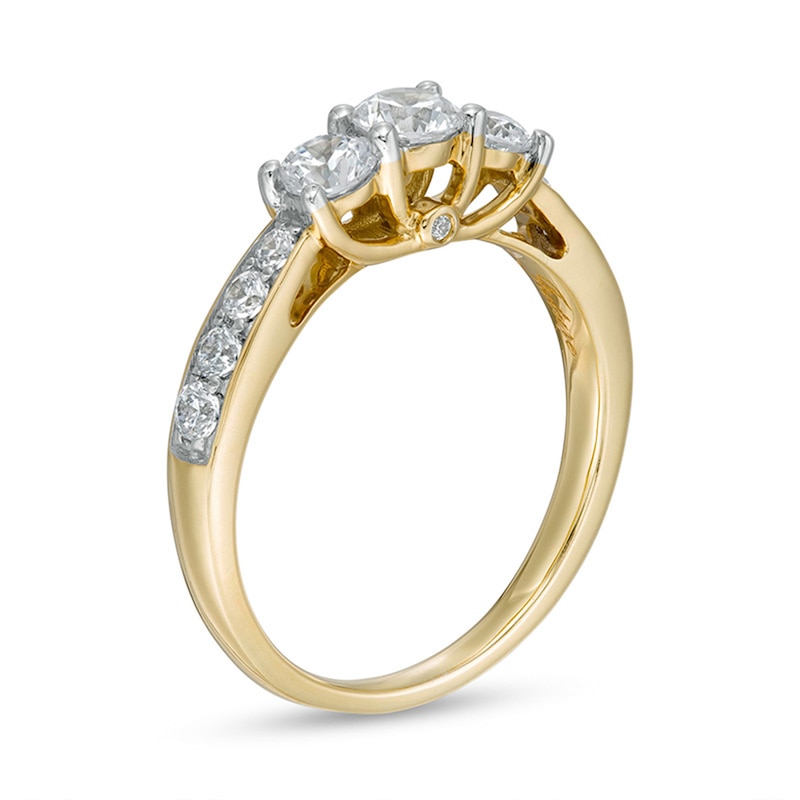 Main Image 3 of 1 CT. T.W. Diamond Past Present Future® Engagement Ring in 10K Gold
