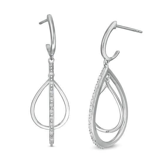 1/10 CT. T.W. Diamond Double Teardrop Shaped Drop Earrings in Sterling Silver 1/10 CT. T.W. Diamond Double Teardrop Shaped Drop Earrings in Sterling Silver