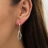 Thumbnail Image 1 of 1/10 CT. T.W. Diamond Double Teardrop Shaped Drop Earrings in Sterling Silver