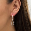 Thumbnail Image 2 of 1/10 CT. T.W. Diamond Double Teardrop Shaped Drop Earrings in Sterling Silver