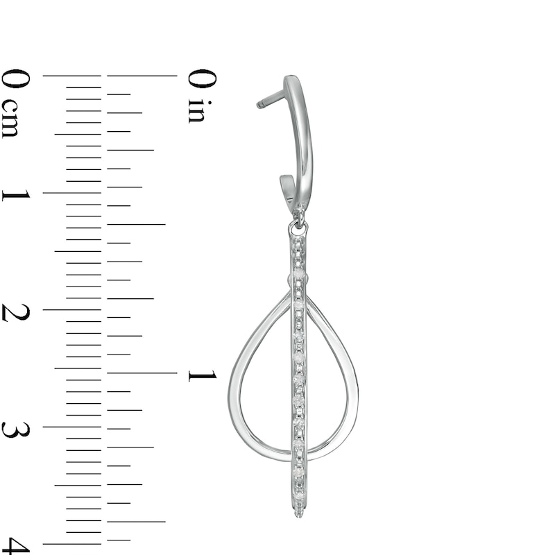 Main Image 3 of 1/10 CT. T.W. Diamond Double Teardrop Shaped Drop Earrings in Sterling Silver