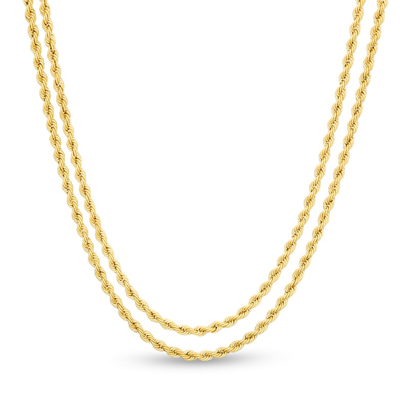 2.1mm Rope Chain Double Strand Necklace in 10K Gold