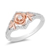 Thumbnail Image 1 of Enchanted Disney Belle 1/5 CT. T.W. Diamond Rose Split Shank Ring in Sterling Silver and 10K Rose Gold