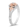 Thumbnail Image 2 of Enchanted Disney Belle 1/5 CT. T.W. Diamond Rose Split Shank Ring in Sterling Silver and 10K Rose Gold