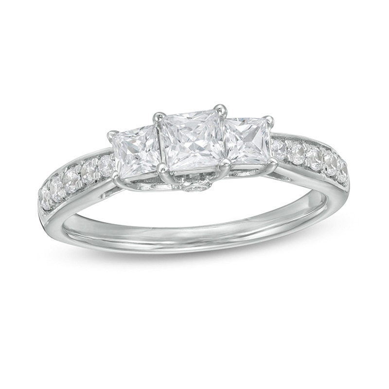 Main Image 1 of 1 CT. T.W. Princess-Cut Diamond Past Present Future® Engagement Ring in 10K White Gold