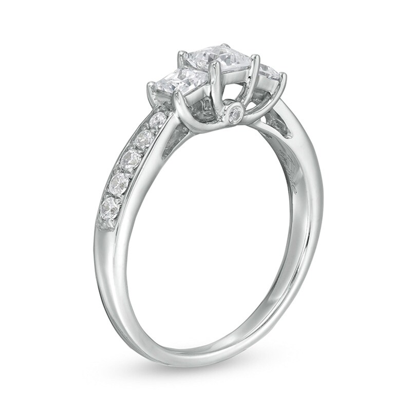Main Image 3 of 1 CT. T.W. Princess-Cut Diamond Past Present Future® Engagement Ring in 10K White Gold