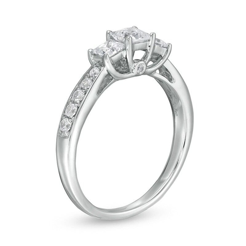 1 CT. T.W. Princess-Cut Diamond Past Present Future® Engagement Ring in 10K White Gold