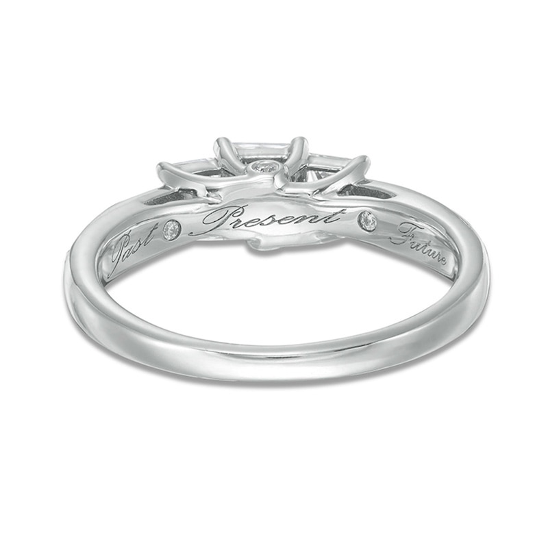 Main Image 4 of 1 CT. T.W. Princess-Cut Diamond Past Present Future® Engagement Ring in 10K White Gold