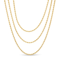 1.6mm Rope Chain Triple Strand Necklace in 14K Gold