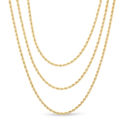 1.6mm Rope Chain Triple Strand Necklace in 14K Gold
