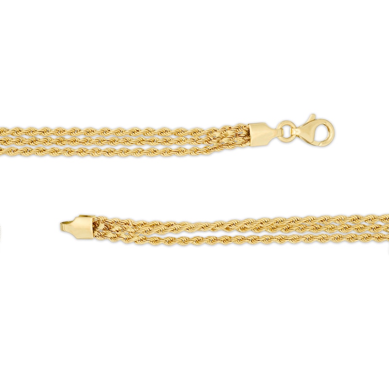 1.6mm Rope Chain Triple Strand Necklace in 14K Gold